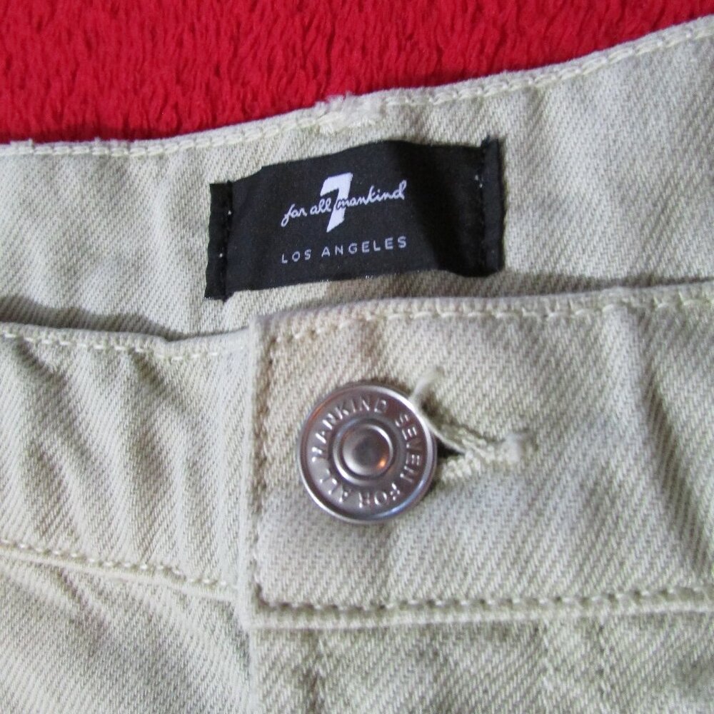 7 for all Mankind x Cara Delevingne Denim Distressed Mini Skirt - Soft Olive - Picture 8 of 8